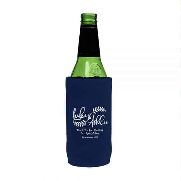 Wedding Navy Floral Stubby Holder Beer Tall